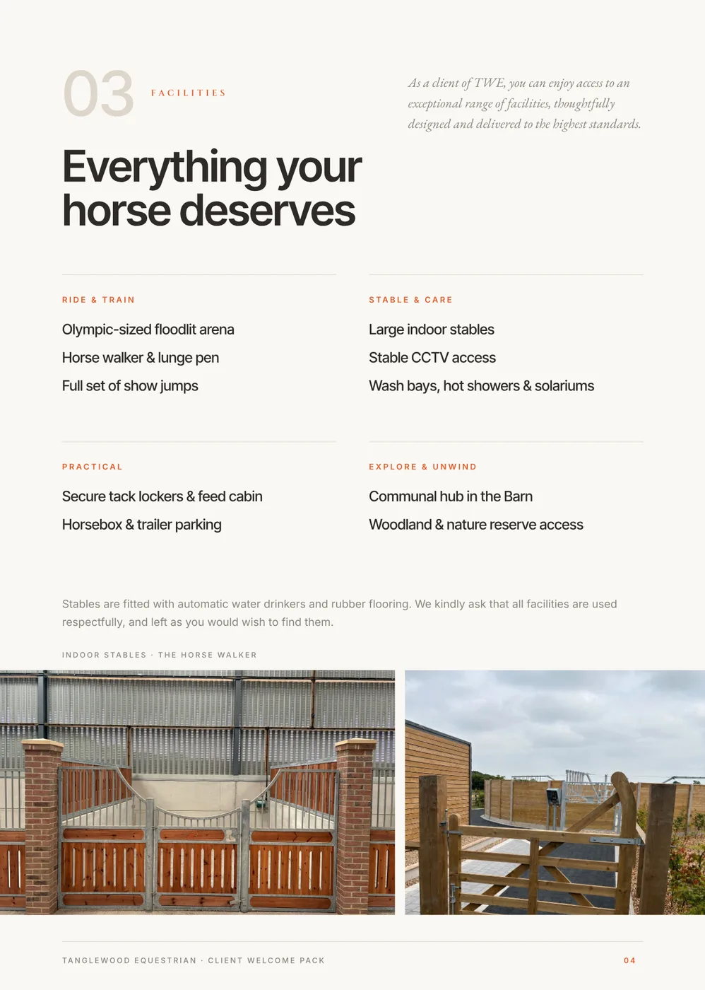 Facilities spread — everything your horse deserves